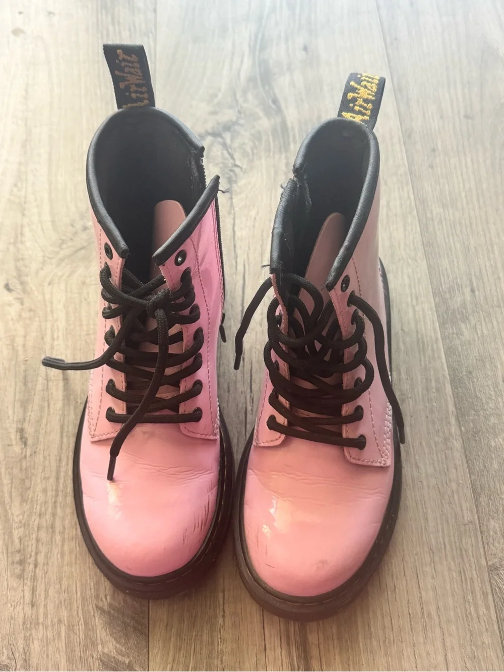 Dr. Martens 1460J Pink Lace-Up Combat Boots - Kid Fashion Ankle Boots